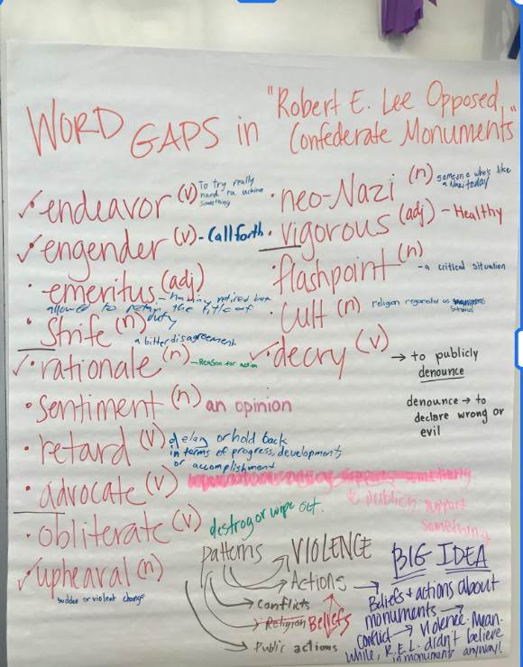 An eight-grader's analysis of the language in the article "Robert E. Lee Opposed Confederate Monuments"