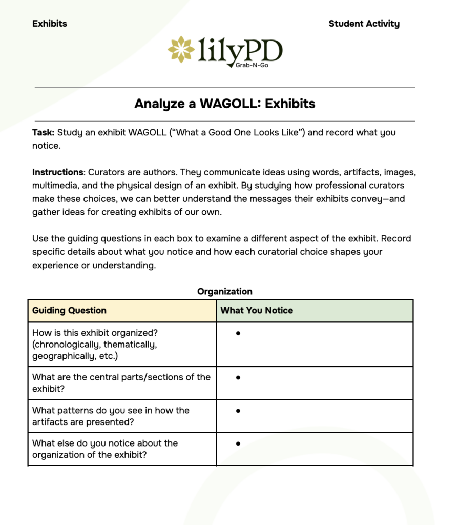 Analyze a WAGOLL: Exhibits