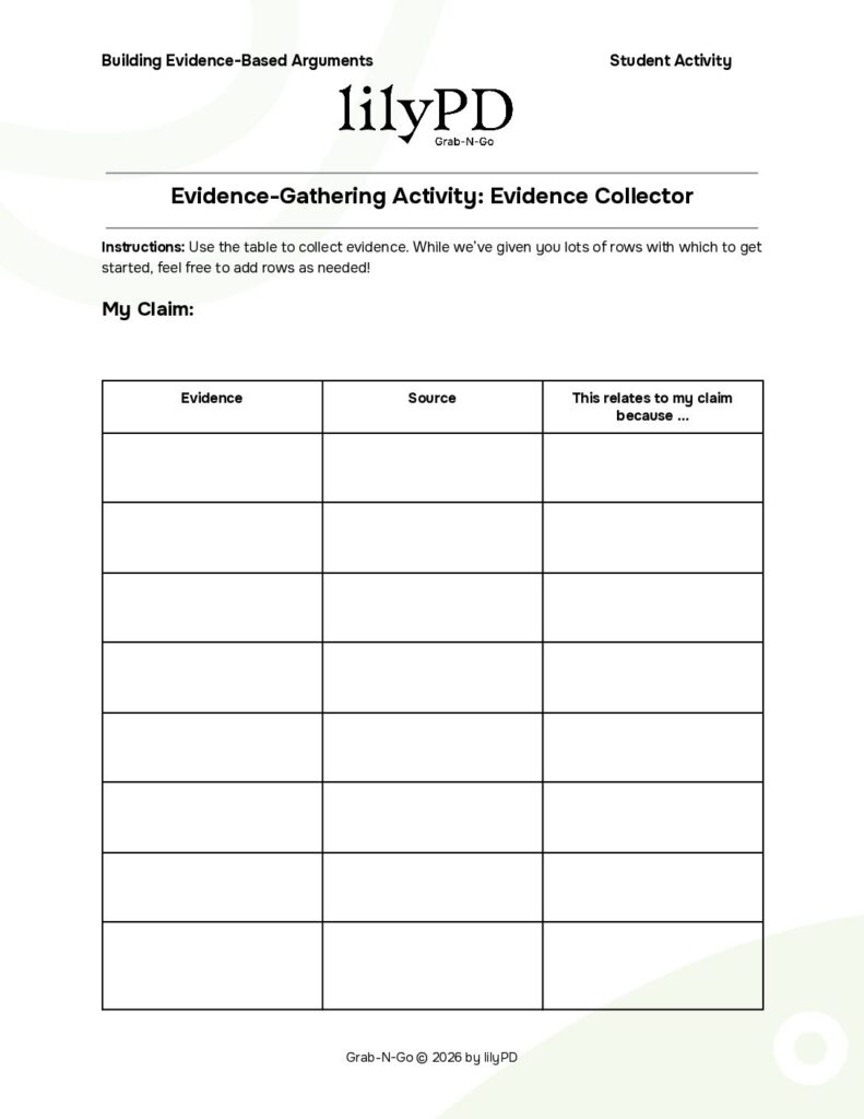 Evidence-Gathering Activity: Evidence Collector