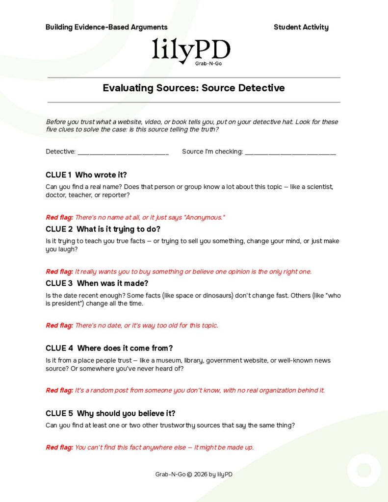 Evaluating Evidence: Source Detective