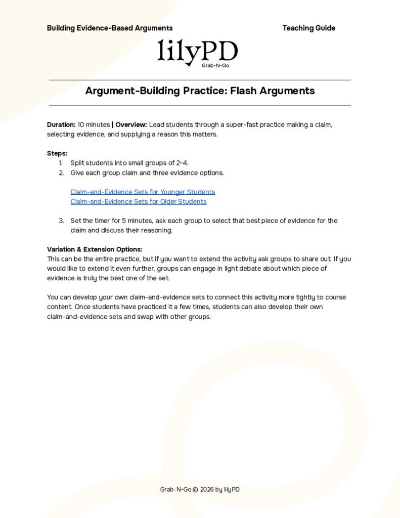Argument-Building Practice: Flash Argument