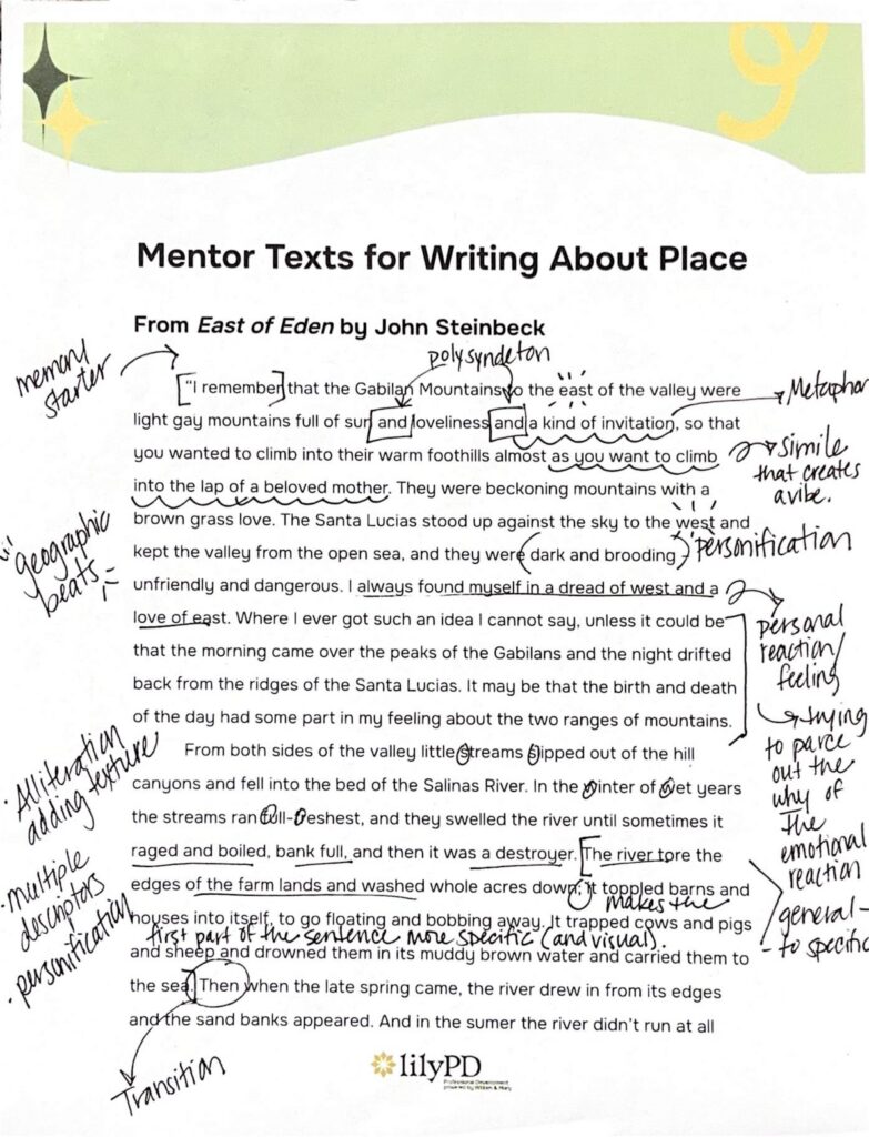 Annotated Mentor Texts for Writing About Place (Write Out 2026)