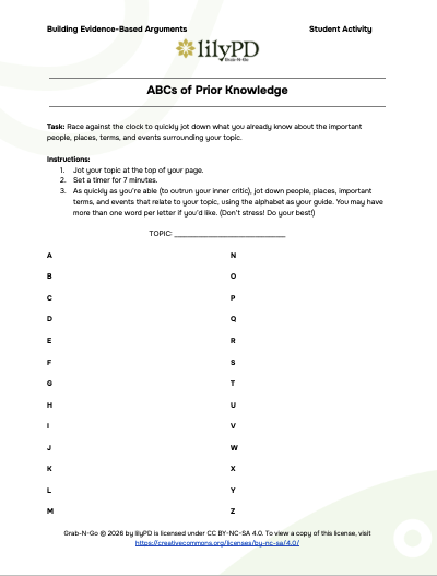 Contextualization Activity: ABCs of Prior Knowledge