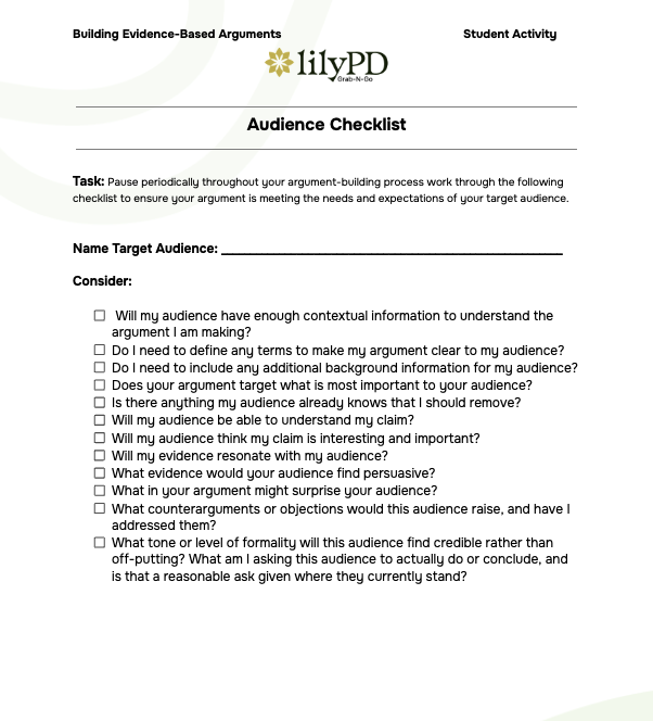 Audience Checklist