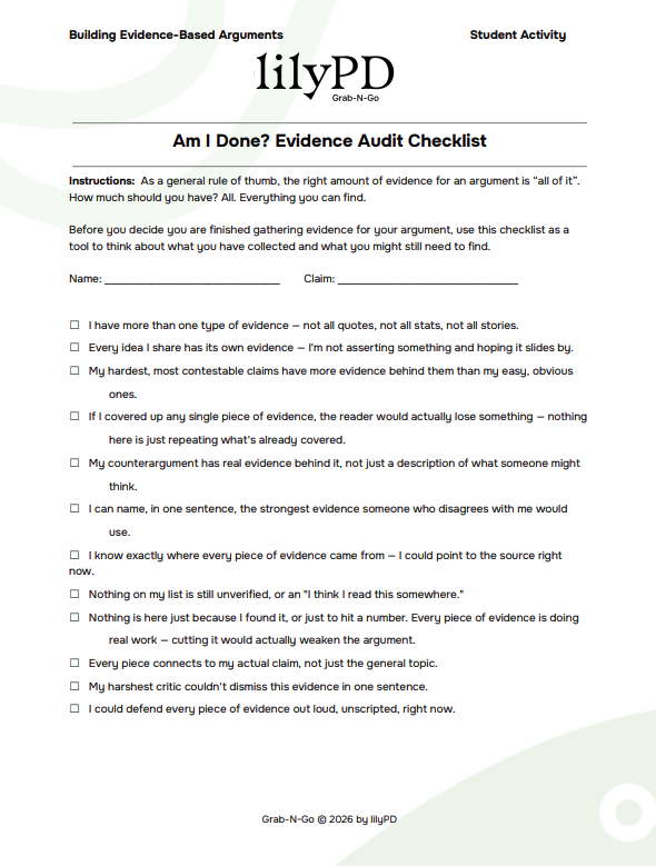 Am I Done? Evidence Audit Checklist