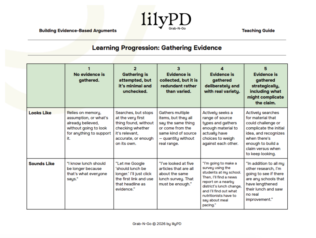 Learning Progression: Gathering Evidence