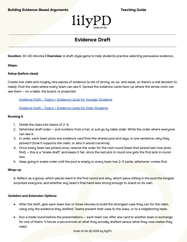 Argument-Building Practice: Evidence Draft
