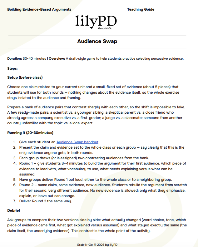 Argument-Building Practice: Audience Swap