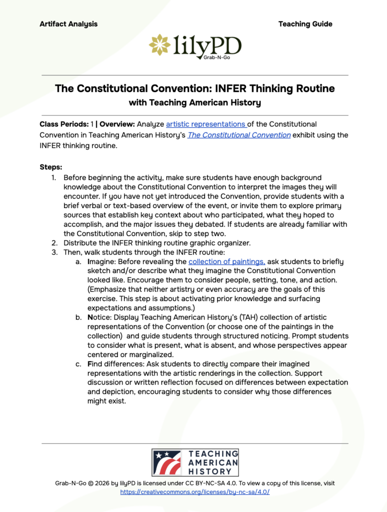 The Constitutional Convention: INFER Thinking Routine with Teaching American History